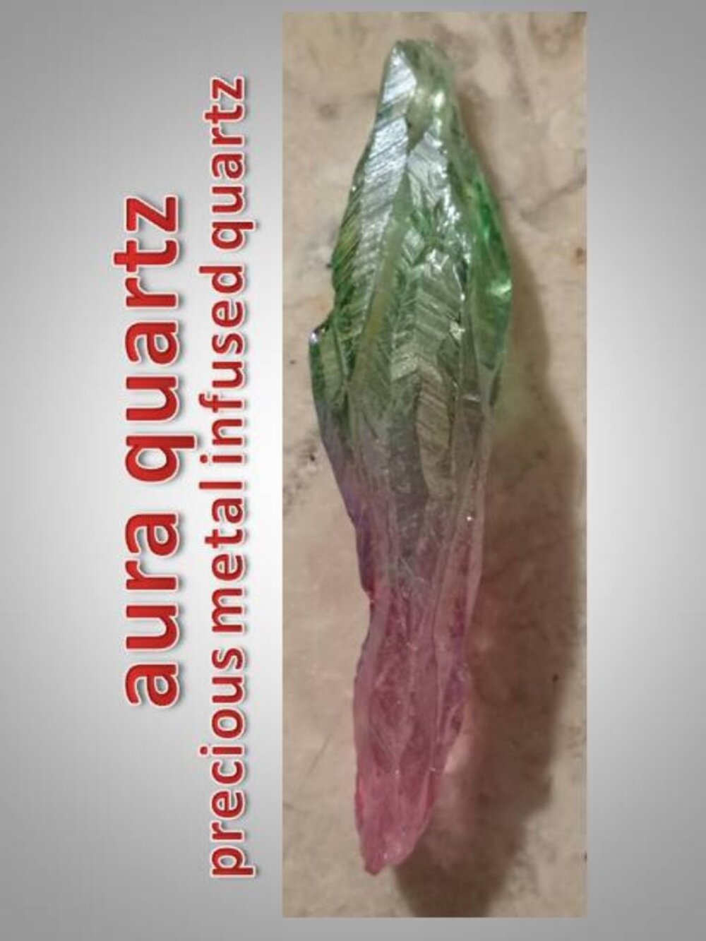 #7 apple-rose Aura Quartz crystal stone rock point Platinum